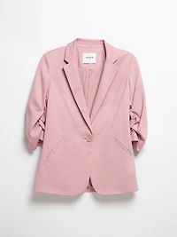 Hampton Three Quarter Ruched Sleeve Ponte Blazer Lilas Melange