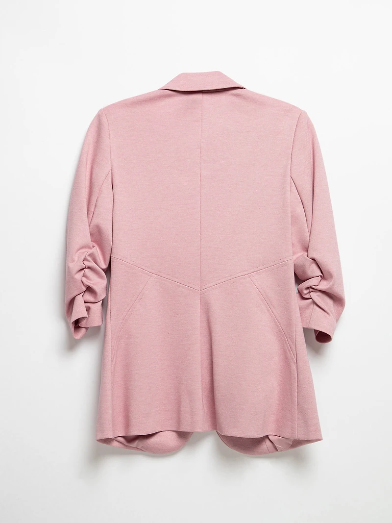 Hampton Three Quarter Ruched Sleeve Ponte Blazer Lilas Melange