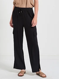 Linen Cargo Pants Black