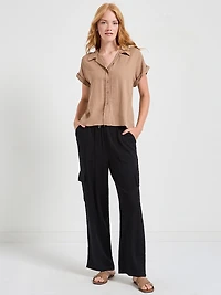 Linen Cargo Pants Black