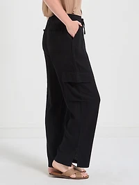 Linen Cargo Pants Black