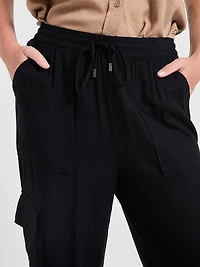 Linen Cargo Pants Black