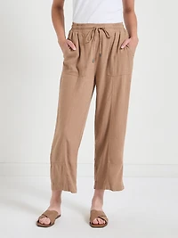Linen Blend Pull-On Cropped Pant Sinopia Fresco