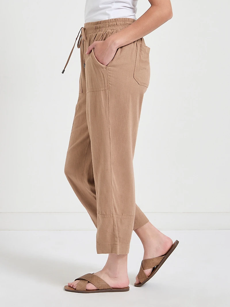 Linen Blend Pull-On Cropped Pant Sinopia Fresco