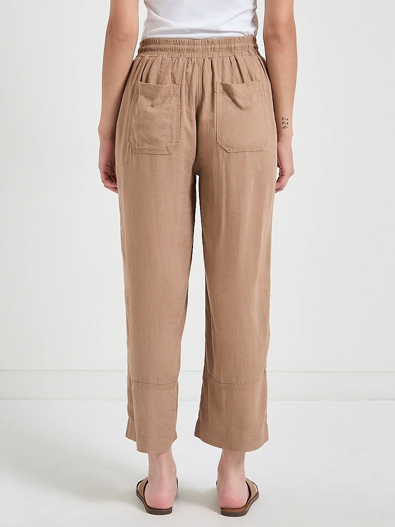 Linen Blend Pull-On Cropped Pant Sinopia Fresco