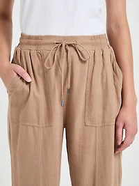 Linen Blend Pull-On Cropped Pant Sinopia Fresco