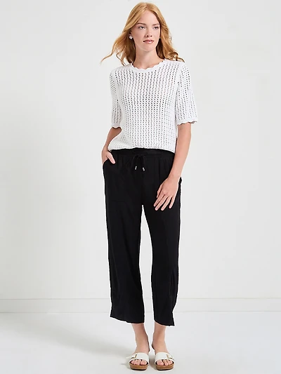 Viscose Linen Pull-On Cropped Pant