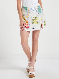 Viscose Linen Print Skort Postcard