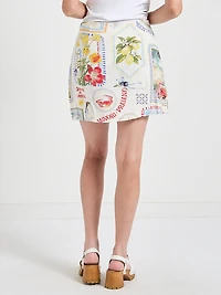 Linen Blend Print Skort Postcard