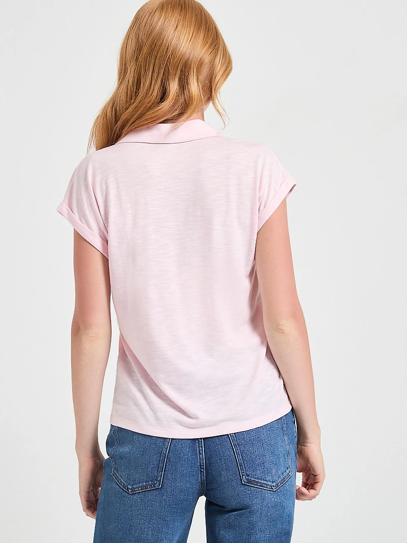 Johnny Collar Tee Pink-A-Boo