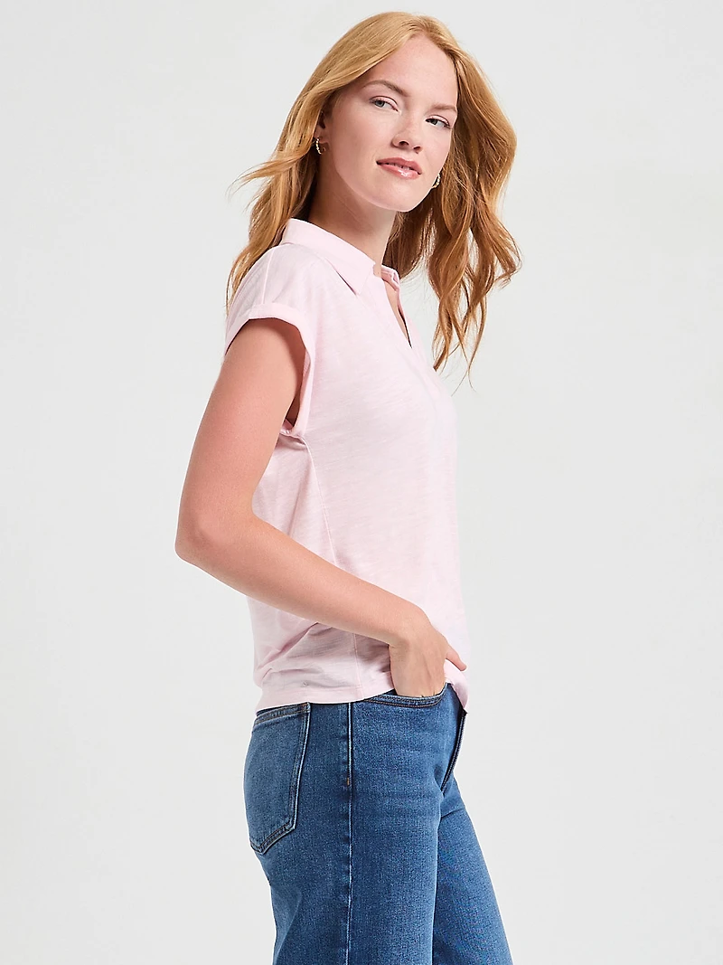 Johnny Collar Tee Pink-A-Boo