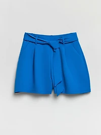 Belted Shorts Scuba Crepe Directoire Blue