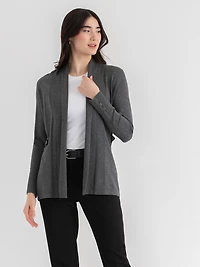 Cardigan with Side Tab Buttons Dark Charcoal