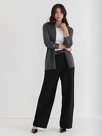 Cardigan with Side Tab Buttons Dark Charcoal