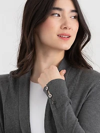 Cardigan with Side Tab Buttons Dark Charcoal