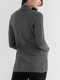Cardigan with Side Tab Buttons Dark Charcoal