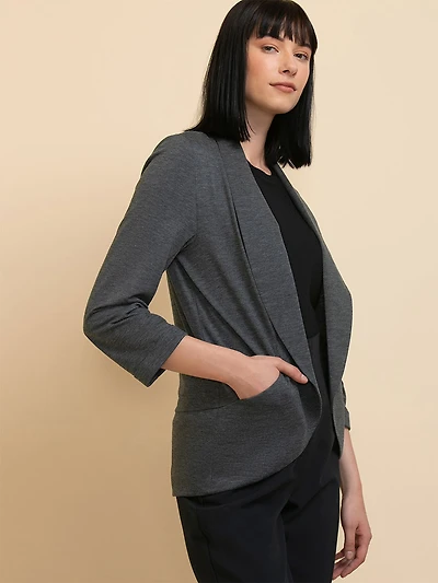 Terry Shawl Collar Cardigan Dark Charcoal