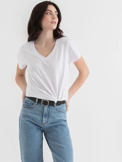 Relaxed V-Neck Tee White
