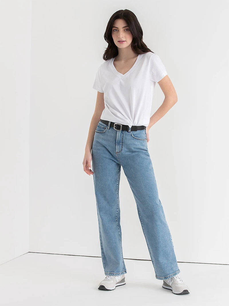Relaxed V-Neck Tee White