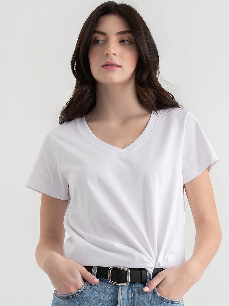 Relaxed V-Neck Tee White