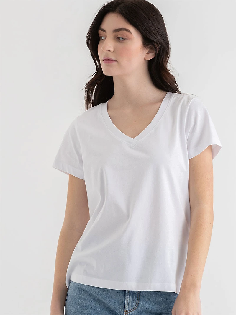 Relaxed V-Neck Tee White