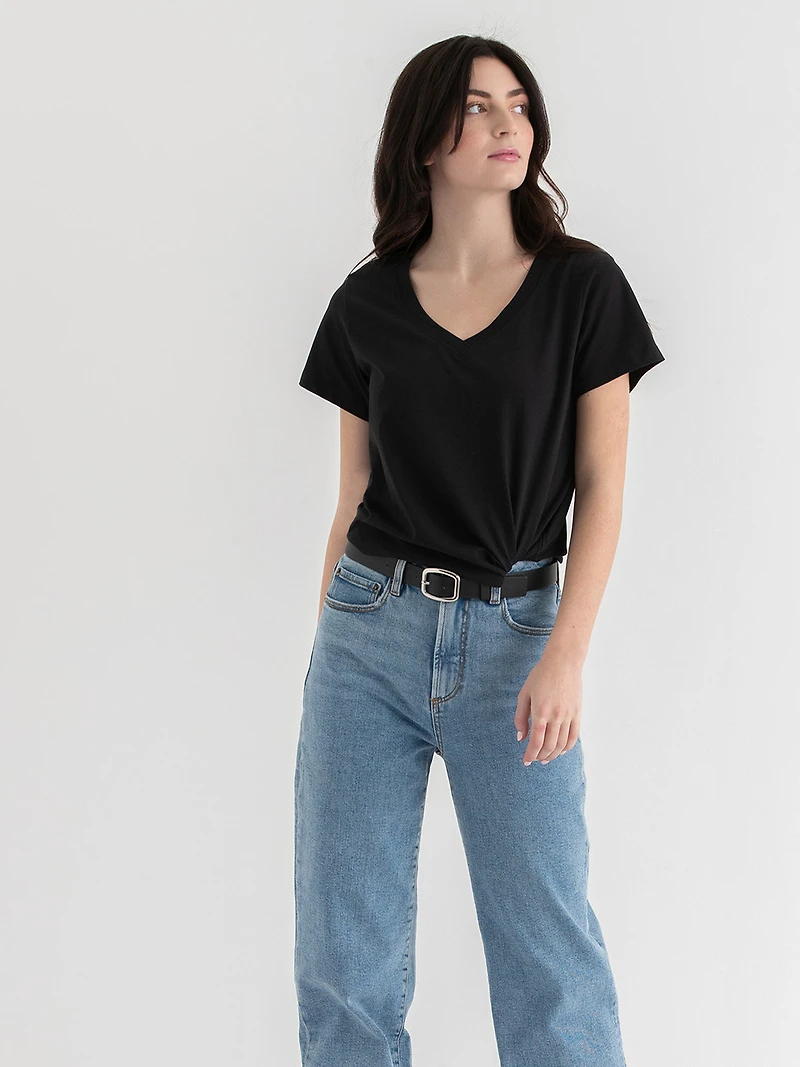 Relaxed V-Neck Tee Black
