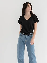 Relaxed V-Neck Tee Black