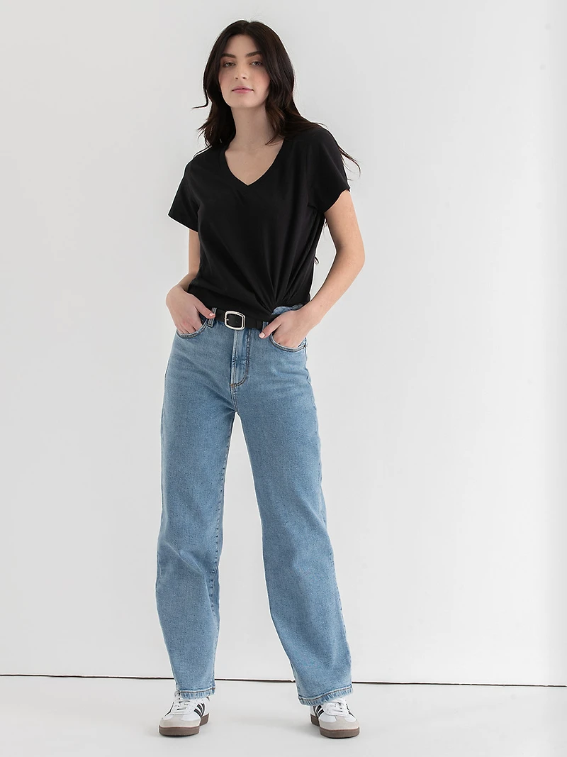 Relaxed V-Neck Tee Black