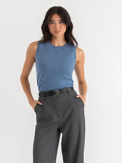 Coronet Blue Sleeveless Sweater Tank