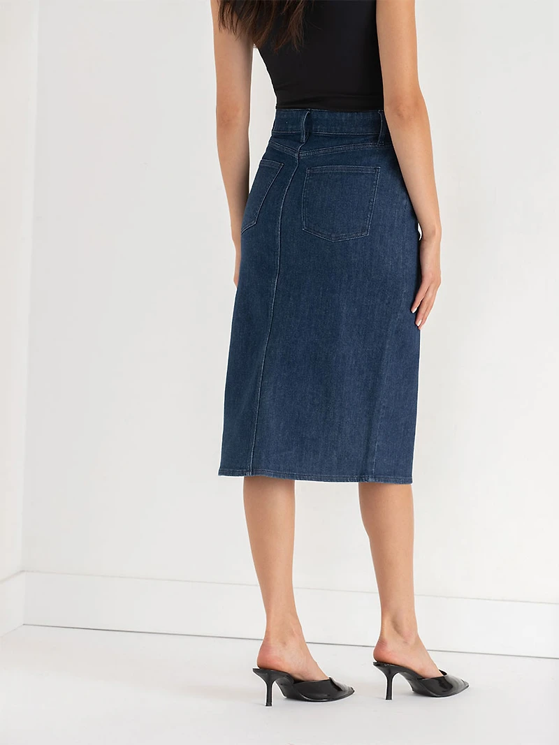 Denim Midi Skirt Dark Wash
