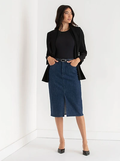Denim Midi Skirt Dark Wash