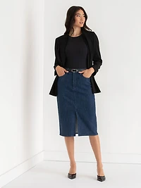Denim Midi Skirt Dark Wash