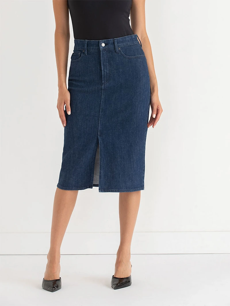 Denim Midi Skirt Dark Wash