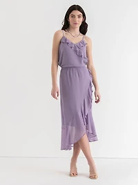 Chiffon Ruffle Midi Skirt Lilas