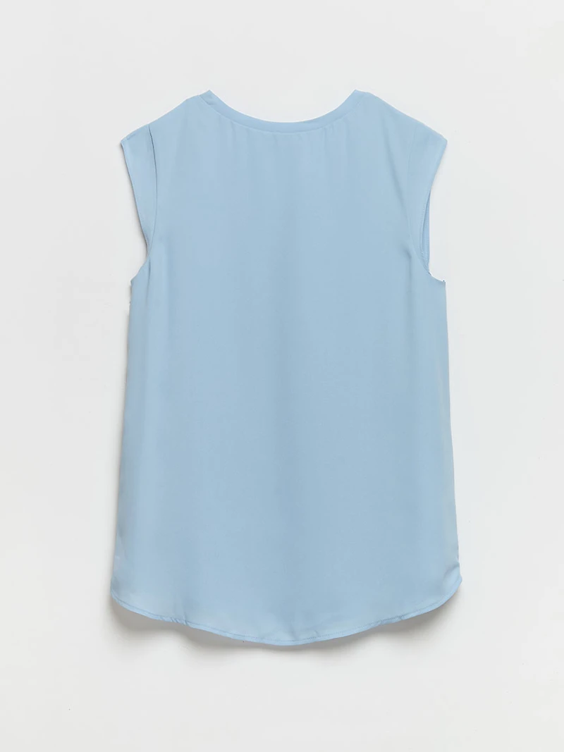 2-Layer Cap Sleeve Blouse Kentucky Blue