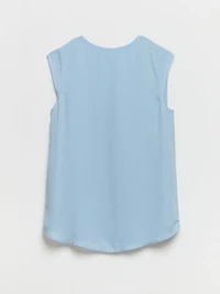 2-Layer Cap Sleeve Blouse Kentucky Blue