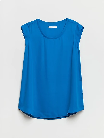 2-Layer Cap Sleeve Blouse Directoire Blue