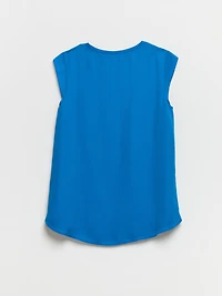 2-Layer Cap Sleeve Blouse Directoire Blue