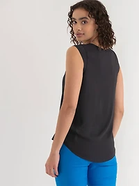 2-Layer Cap Sleeve Blouse Black