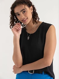 2-Layer Cap Sleeve Blouse