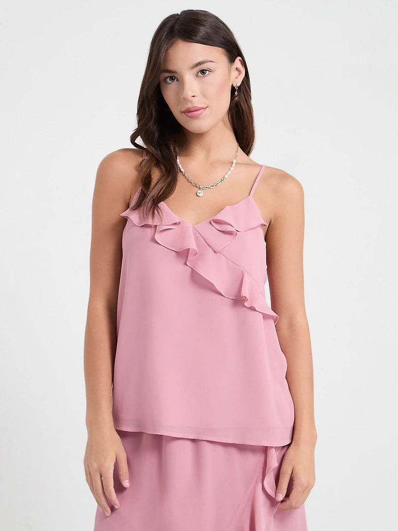 Ruffle Cami Blouse Black Grand Floral Print