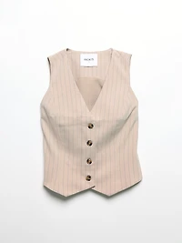 Fitted Oatmeal Striped Vest