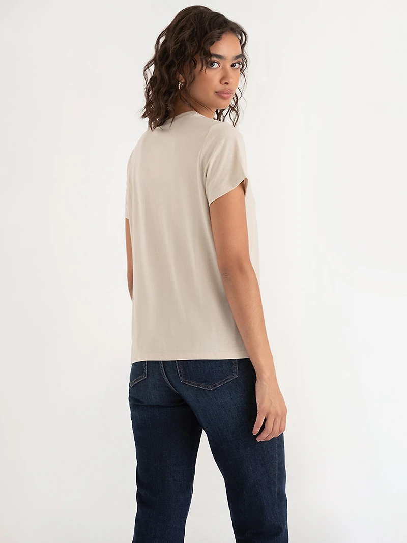 Relaxed Crew Neck Tee Shirt Espresso Screen