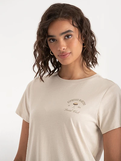 Relaxed Crew Neck Tee Shirt Espresso Screen