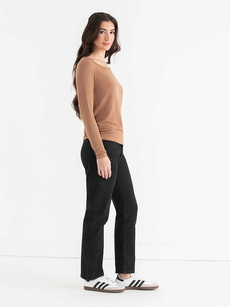 Modal Long Sleeve Scoop Neck Top Toast