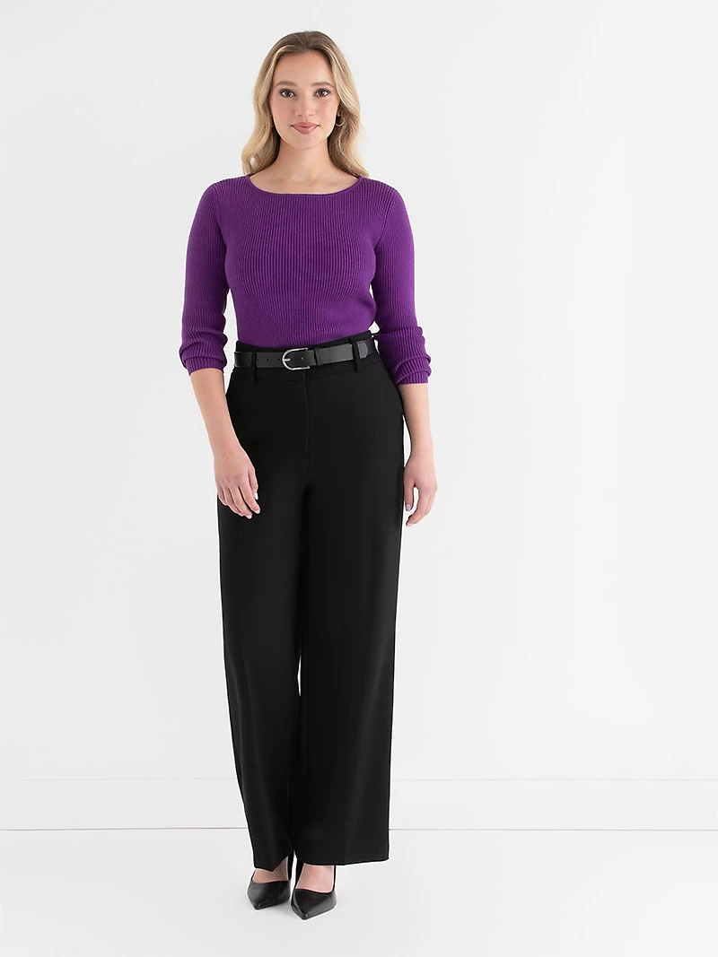 Ribbed Boat Neck Sweater Purple Magic