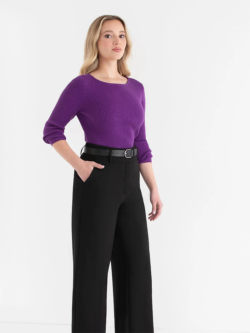 Ribbed Boat Neck Sweater Purple Magic