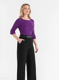 Ribbed Boat Neck Sweater Purple Magic