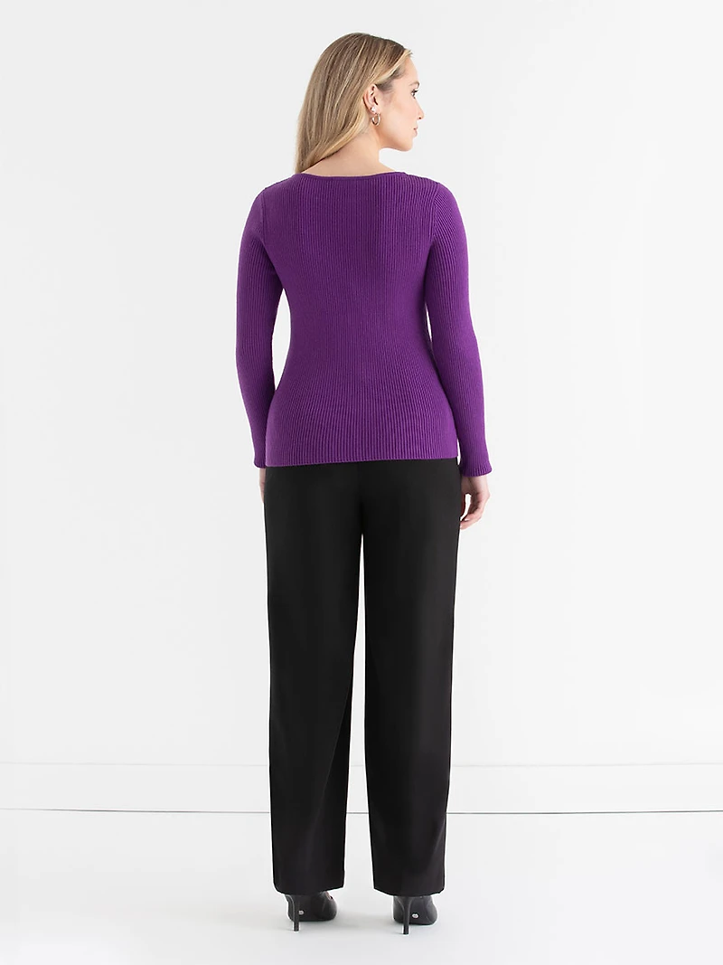 Ribbed Boat Neck Sweater Purple Magic