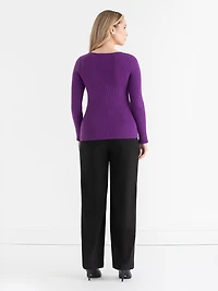Ribbed Boat Neck Sweater Purple Magic